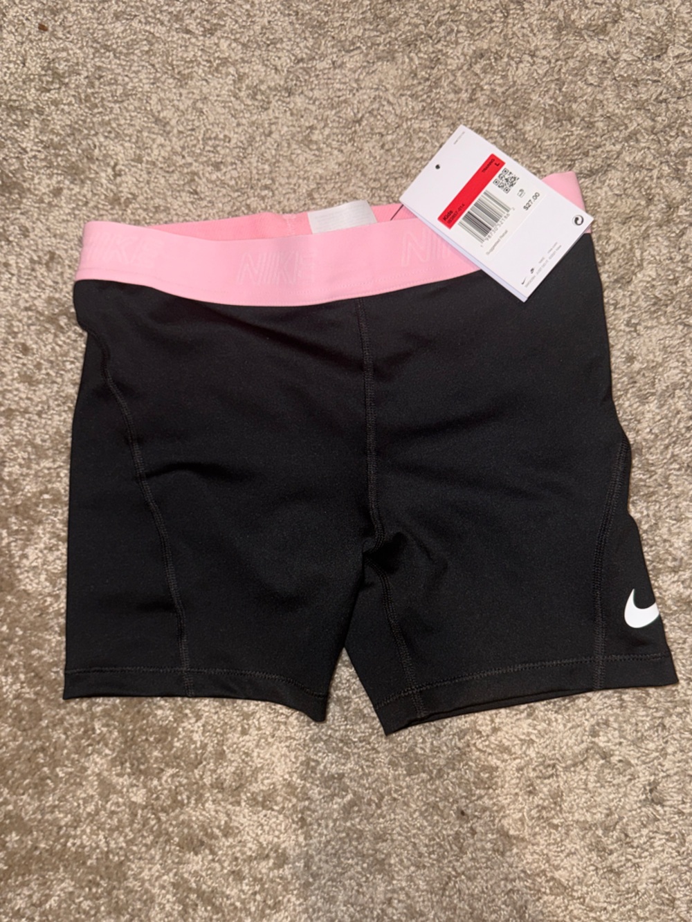 Nike Black Bike Shorts with Pink Waistband